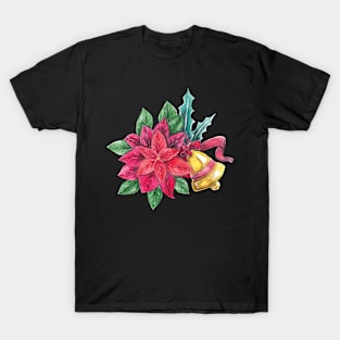 Poinsettia and Christmas Bell T-Shirt